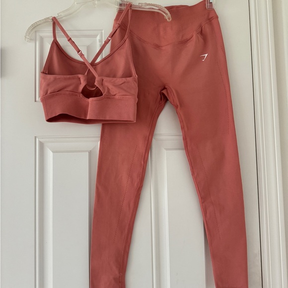 Gymshark Sweat Seamless Leggings and Bra top set size S Terracotta pink - Picture 5 of 12